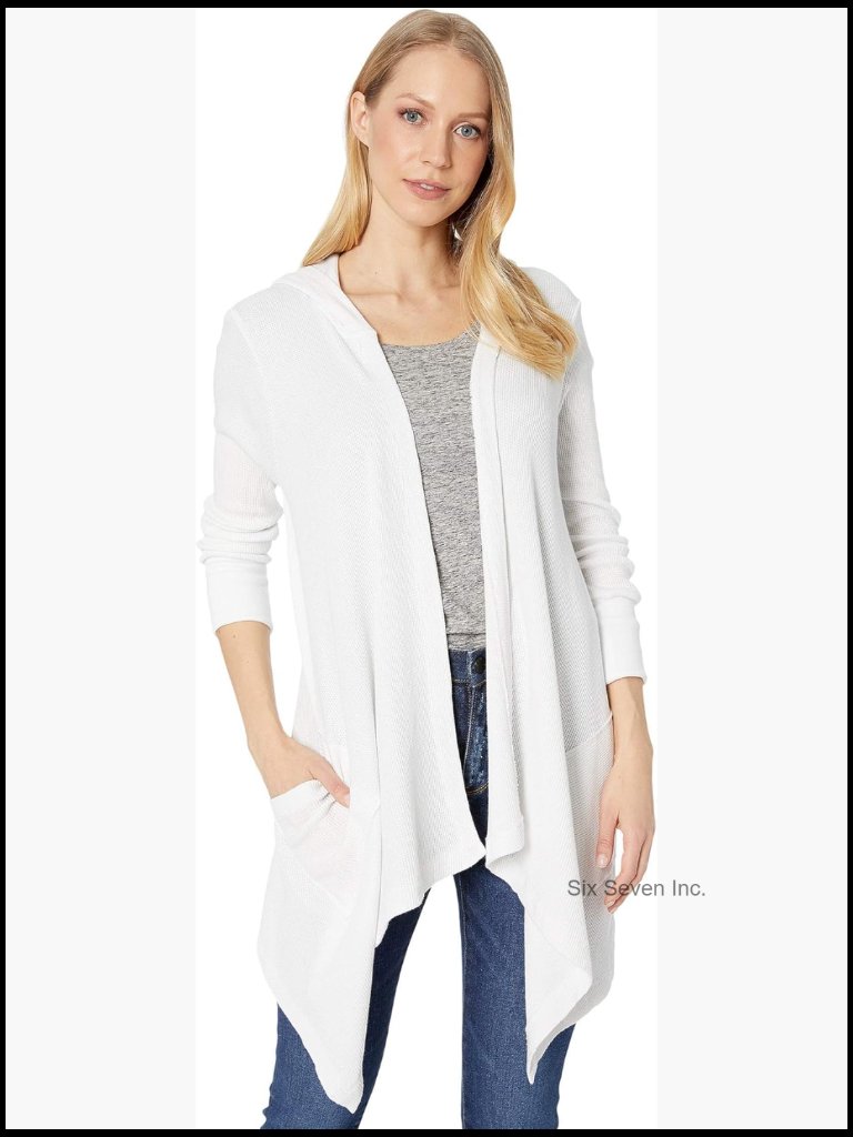 Thermal Wrap Hooded Cardigan With Side Pockets